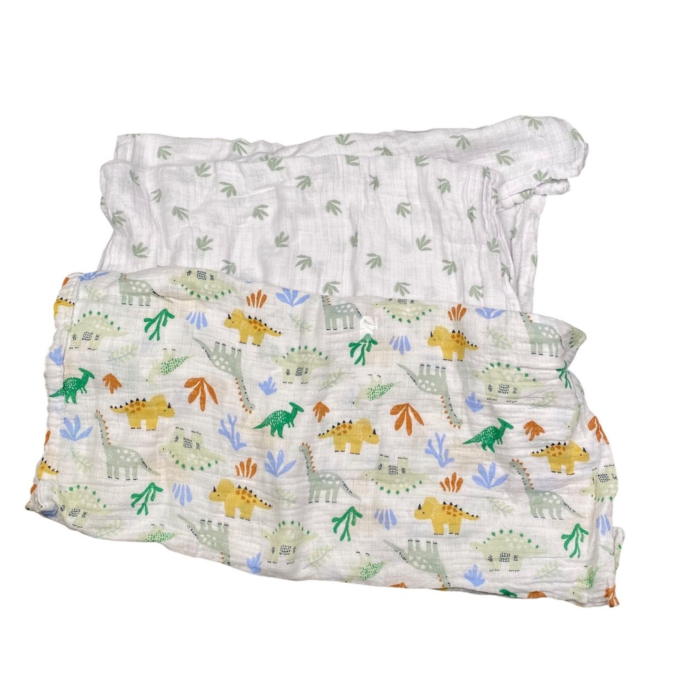 Kyle & Deena New York Muslin Swaddle Blankets Dinosaur Print 2-Pack 36"x40" 0095